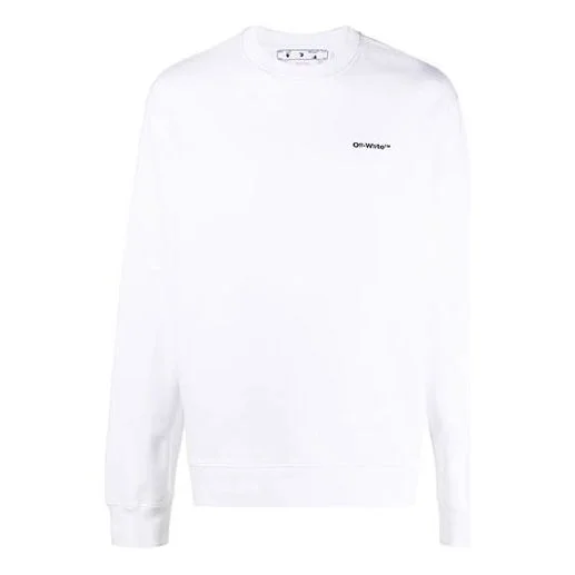 Men's Off-White FW22 Logo Printing Round Neck Long Sleeves Pullover Loose Fit White OMBA057F22FLE011 - 1