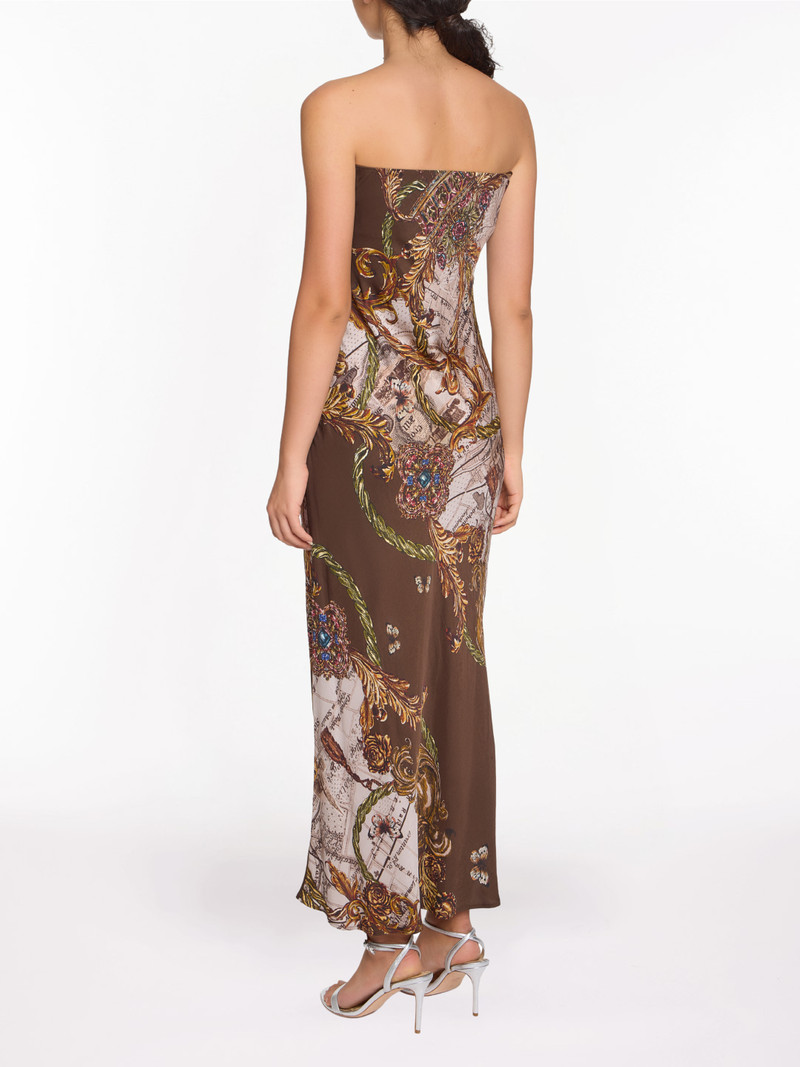 Marchesa STRAPLESS PRINTED MIDI DRESS outlook