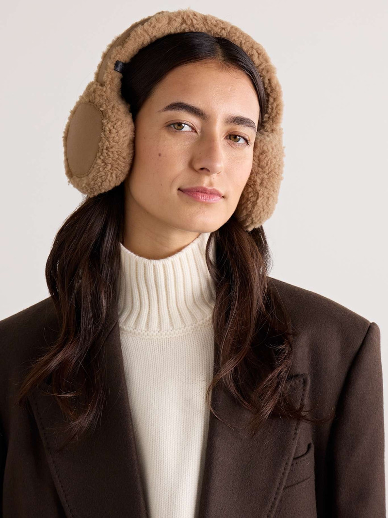 Yves Salomon Shearling earmuffs Beige outlook