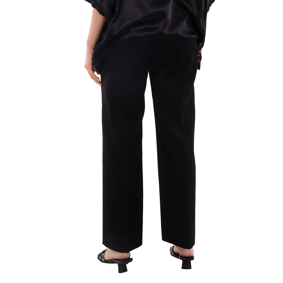 Burberry Ladies Black Lottie Asian Fit Silk Trimmed Wool Tailored Trousers - 2
