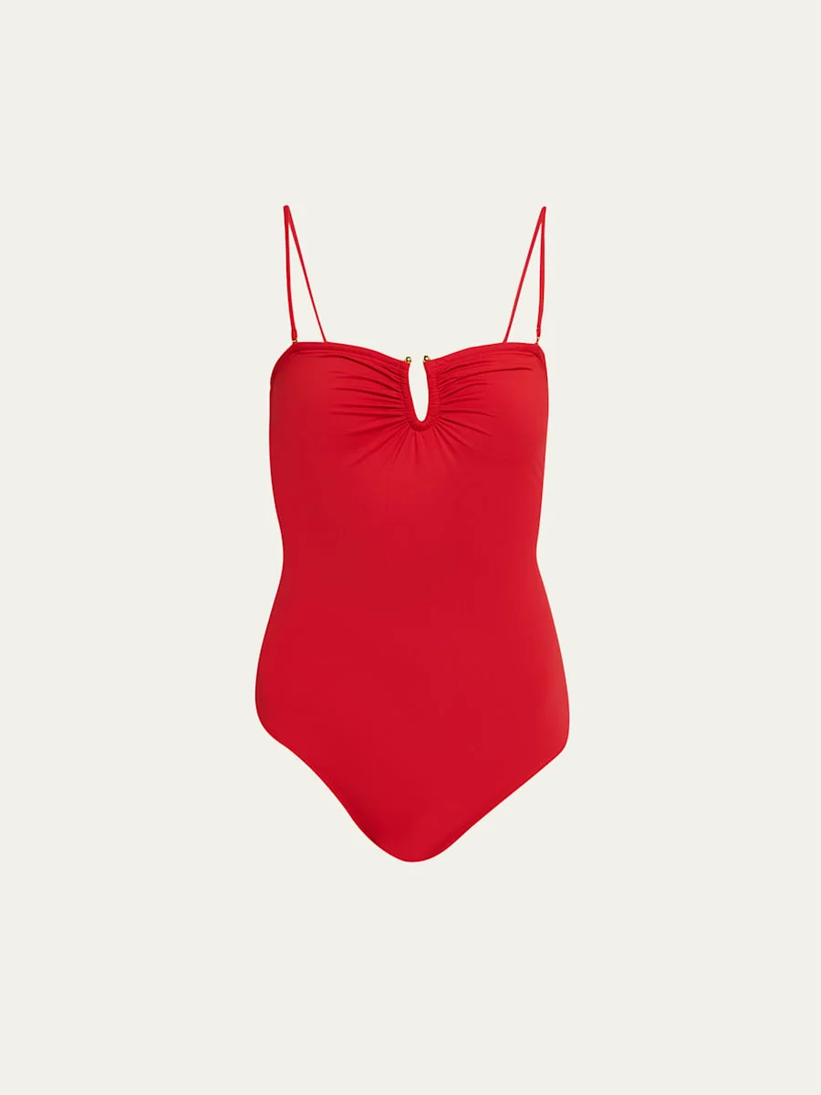 Ruched U-Ring One-Piece Swimsuit - 1