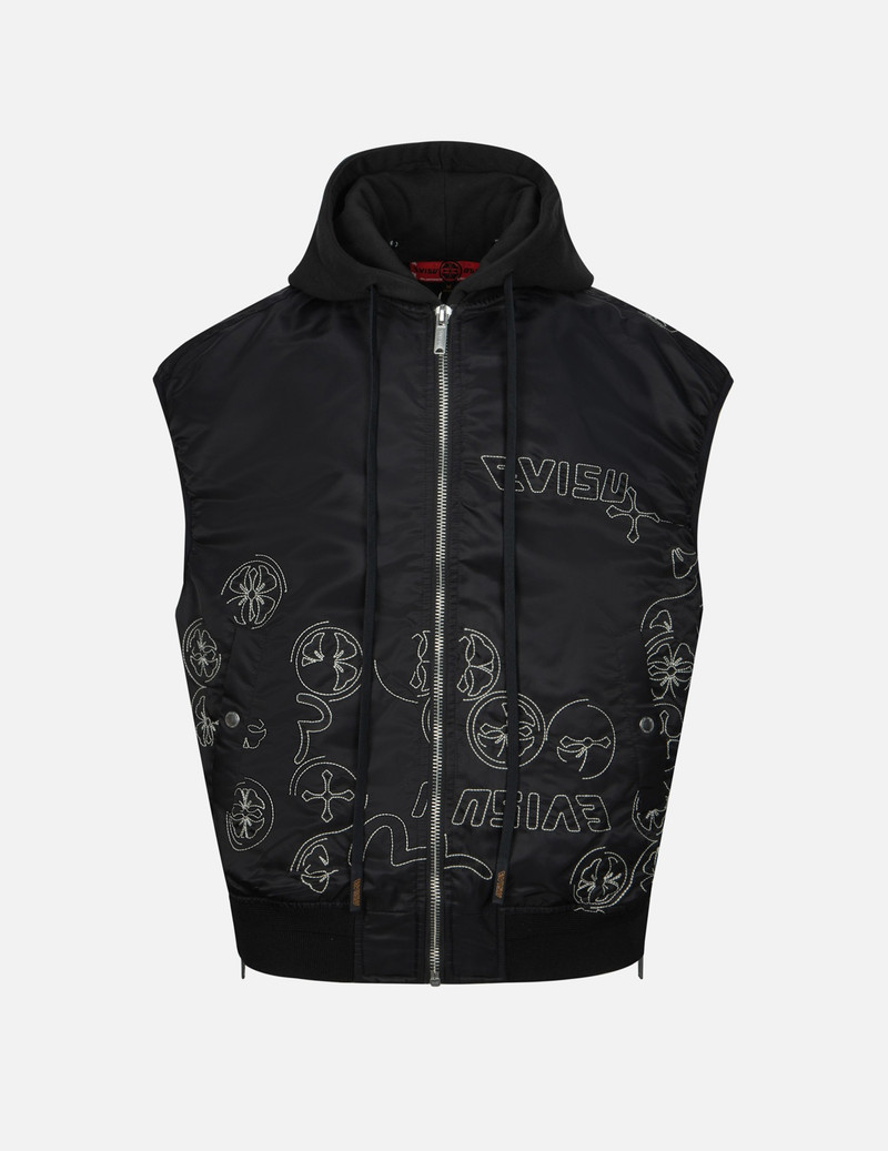 ALLOVER EMBROIDERY PADDED LOOSE FIT VEST 1