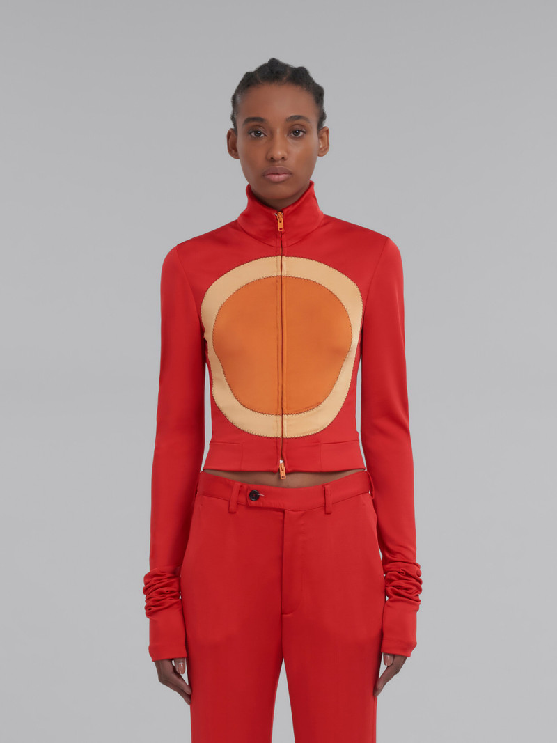 Marni RED JERSEY JACKET WITH CIRCLE INLAYS outlook
