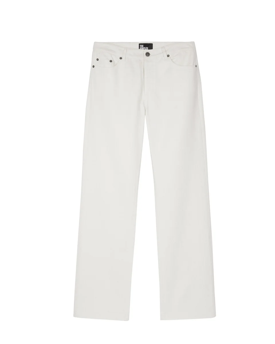OFF WHITE COATED STRAIGHT JEANS - 1