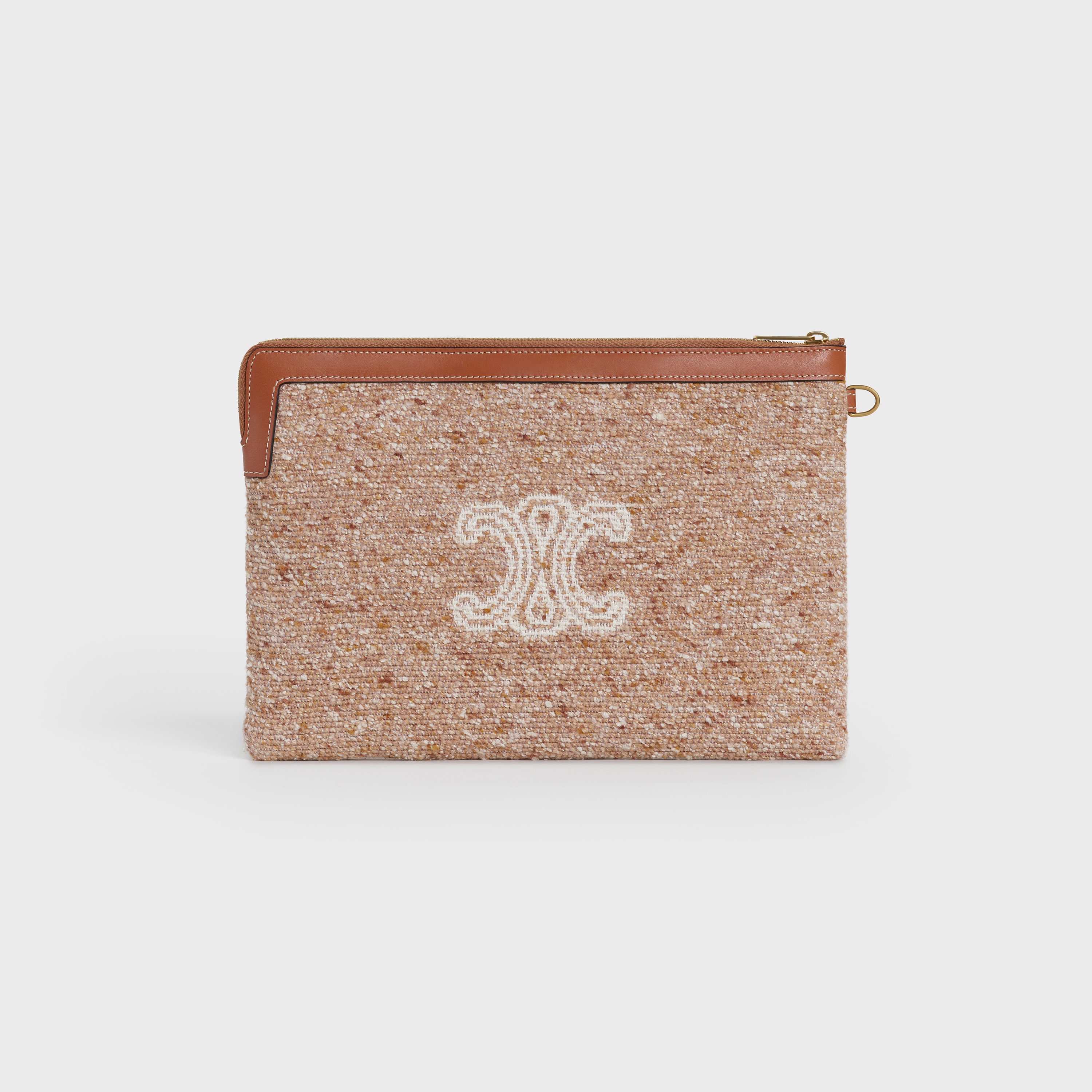 POUCH WITH STRAP IN JACQUARD RUSTIC AND NATURAL CALFSKIN - 3