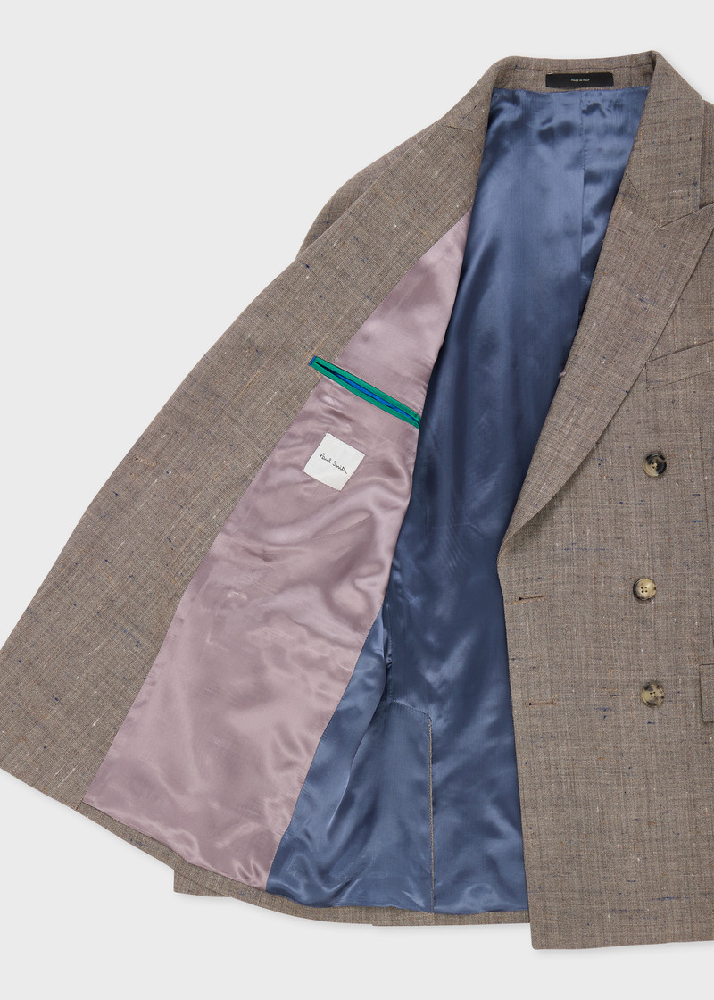 Beige Flecked Wool-Viscose Double-Breasted Blazer 4