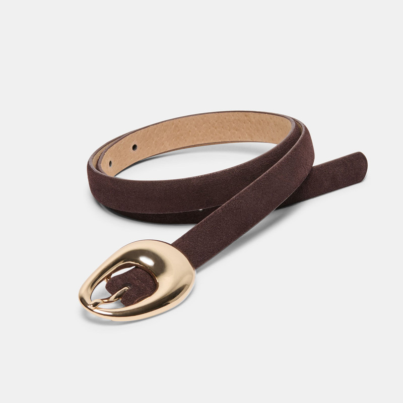 ORGANIC OVAL BUCKLE BELT MAHOGANY GOLD 3