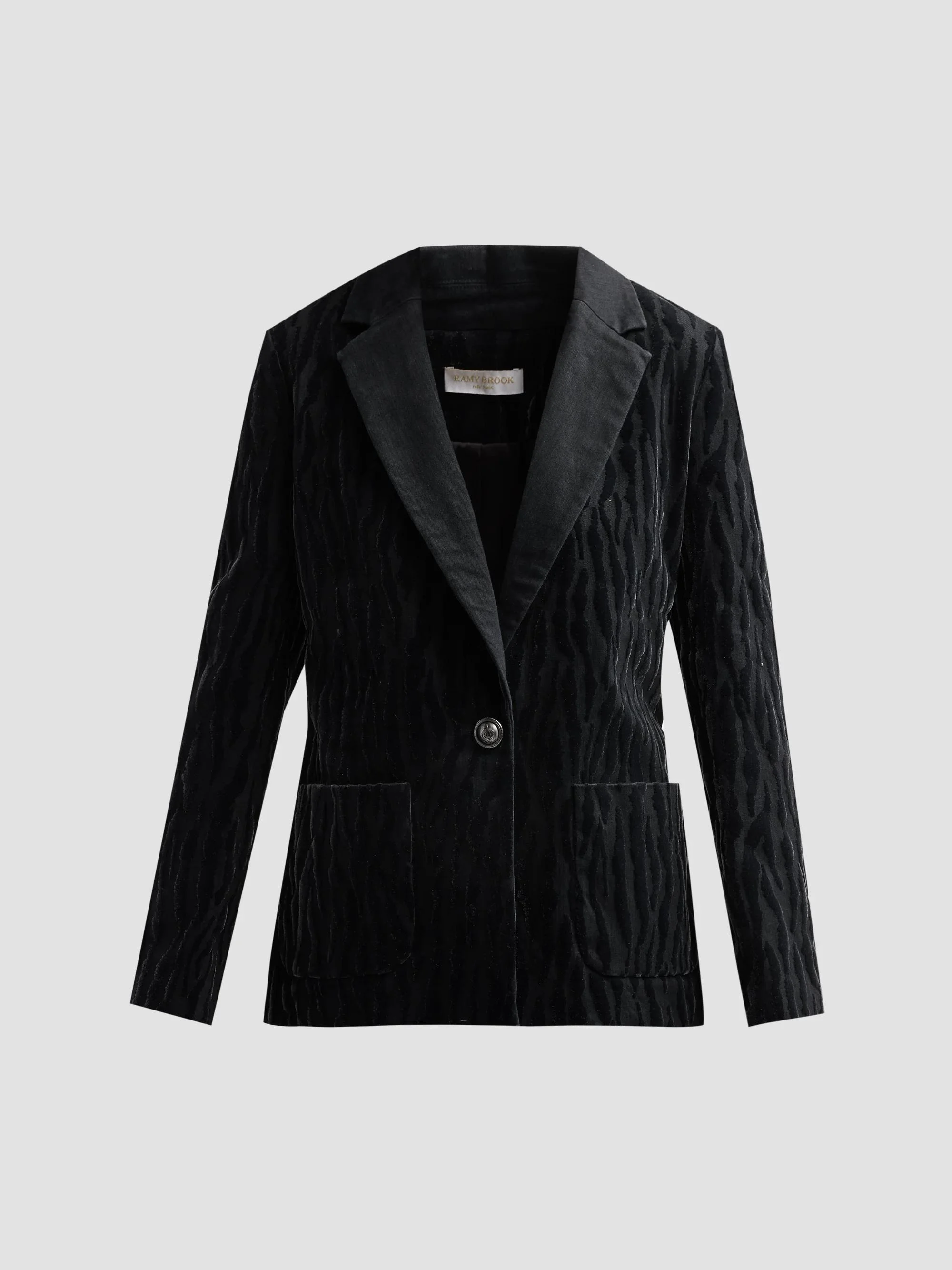 Women's Liana Cotton-Blend Velvet Blazer - Black - 1