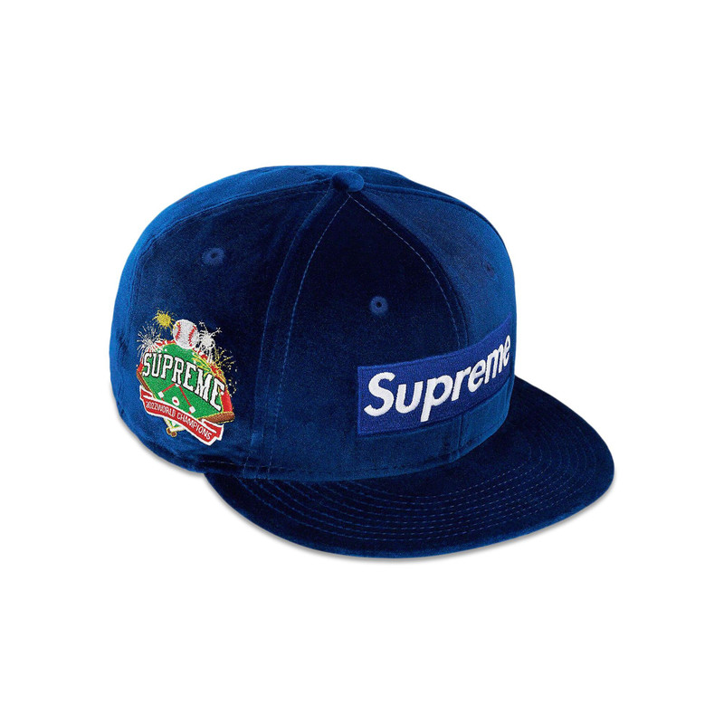 Supreme Velour Box Logo New Era 'Navy' - 1