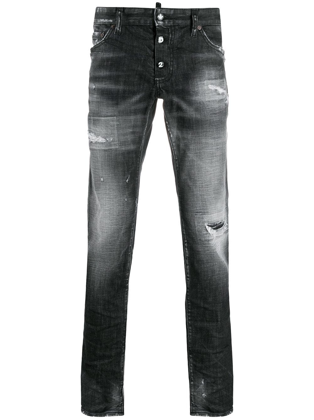 ripped low-rise slim-fit jeans - 1