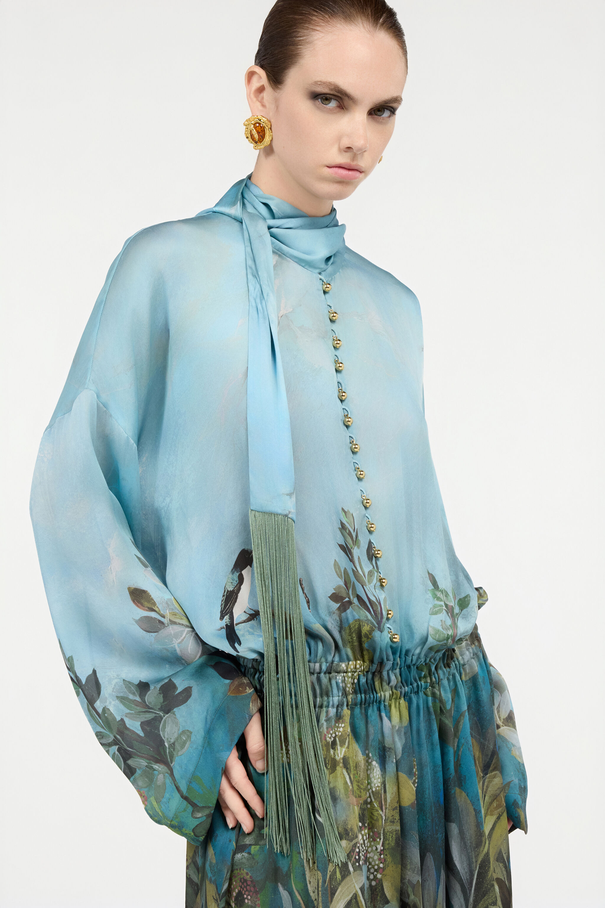 Silk Dress with Nature Print - 6