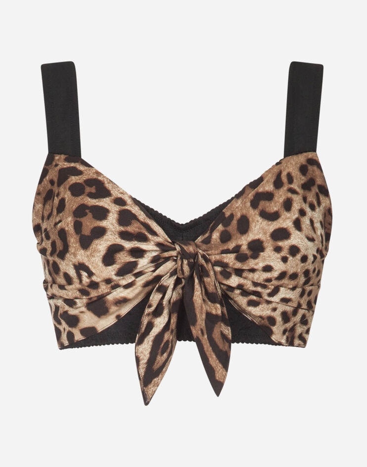 Poplin top with leopard print and brassiere - 3