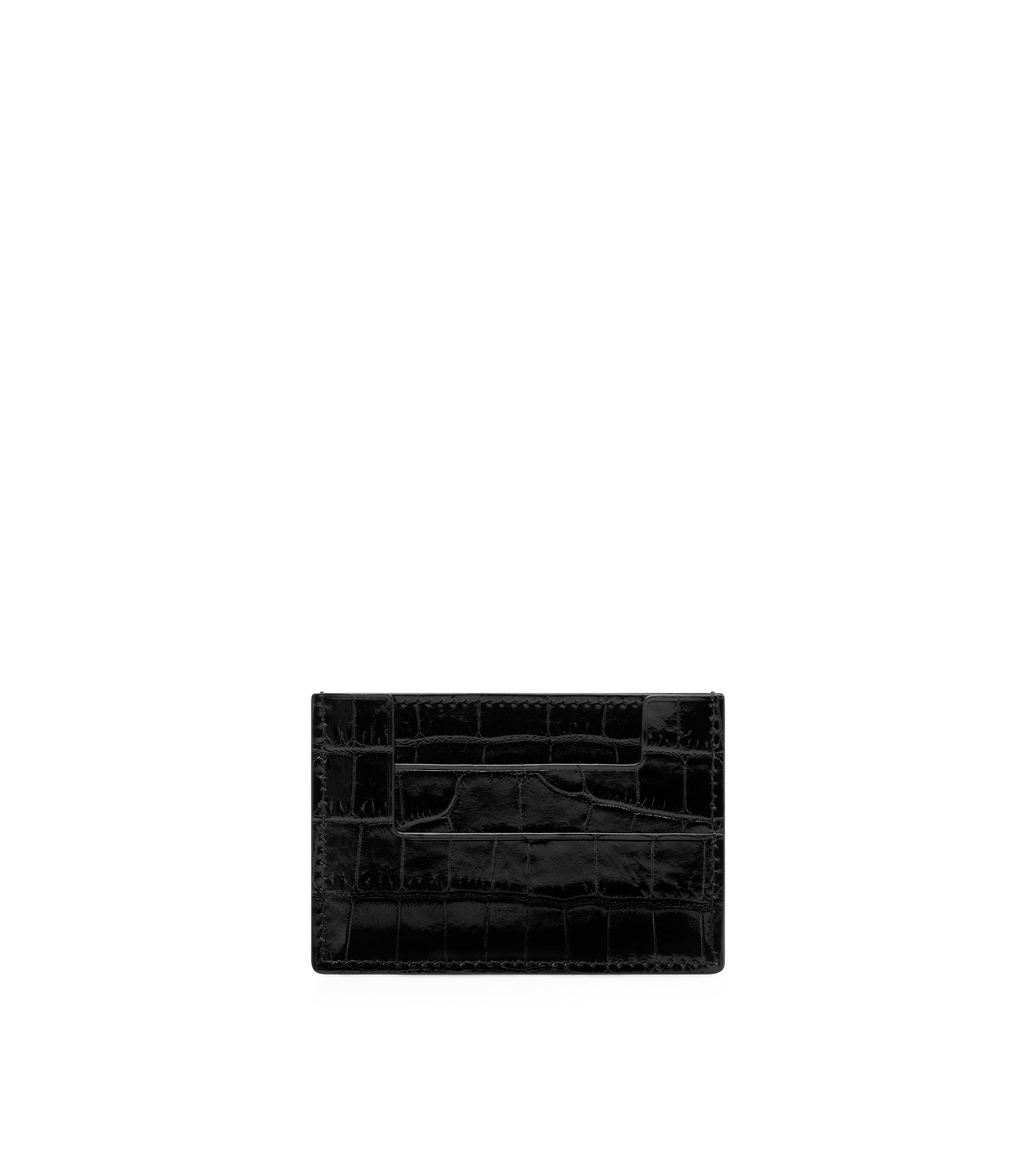 SHINY STAMPED CROCODILE LEATHER CLASSIC TF CARD HOLDER - 2