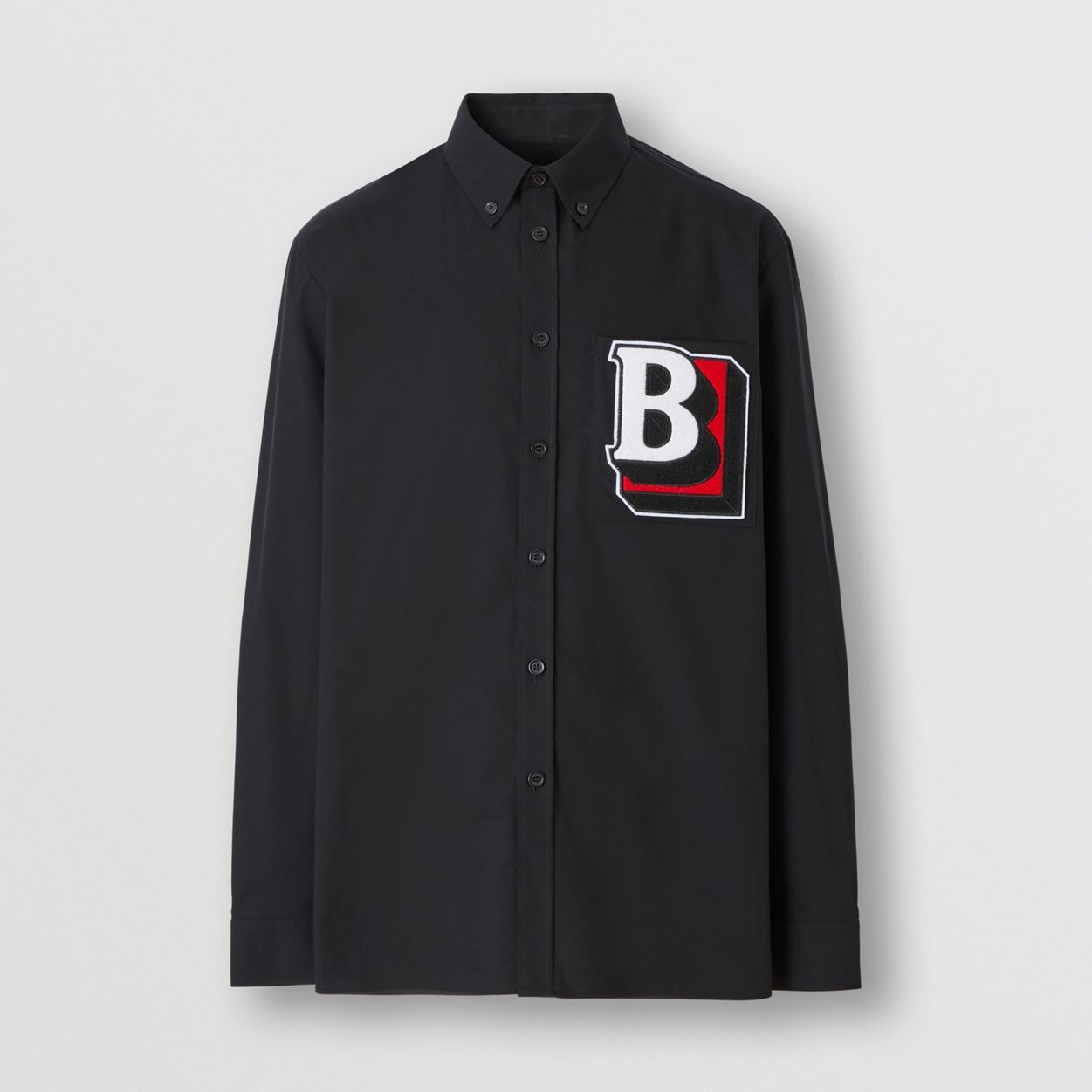 Letter Graphic Button-down Cotton Shirt - 1