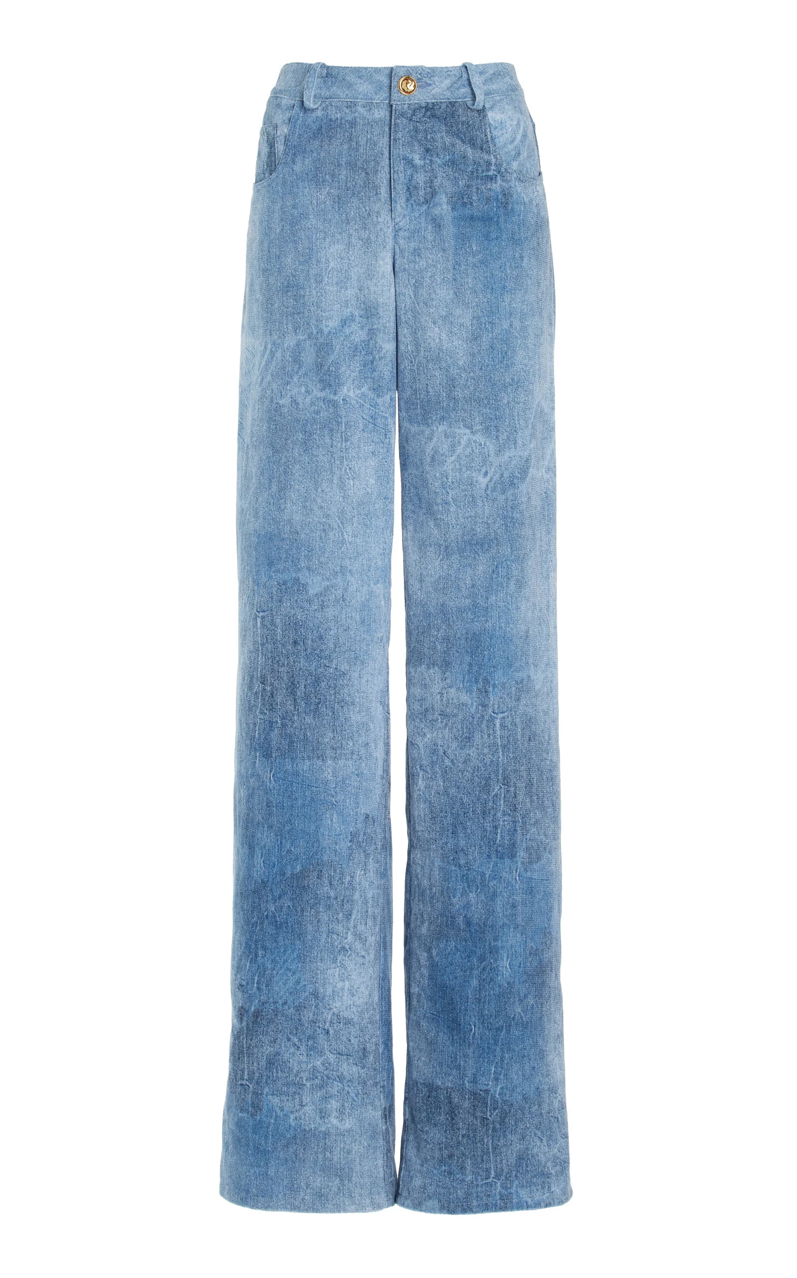 The Reid Velvet Denim Straight-Leg Pants medium wash - 1