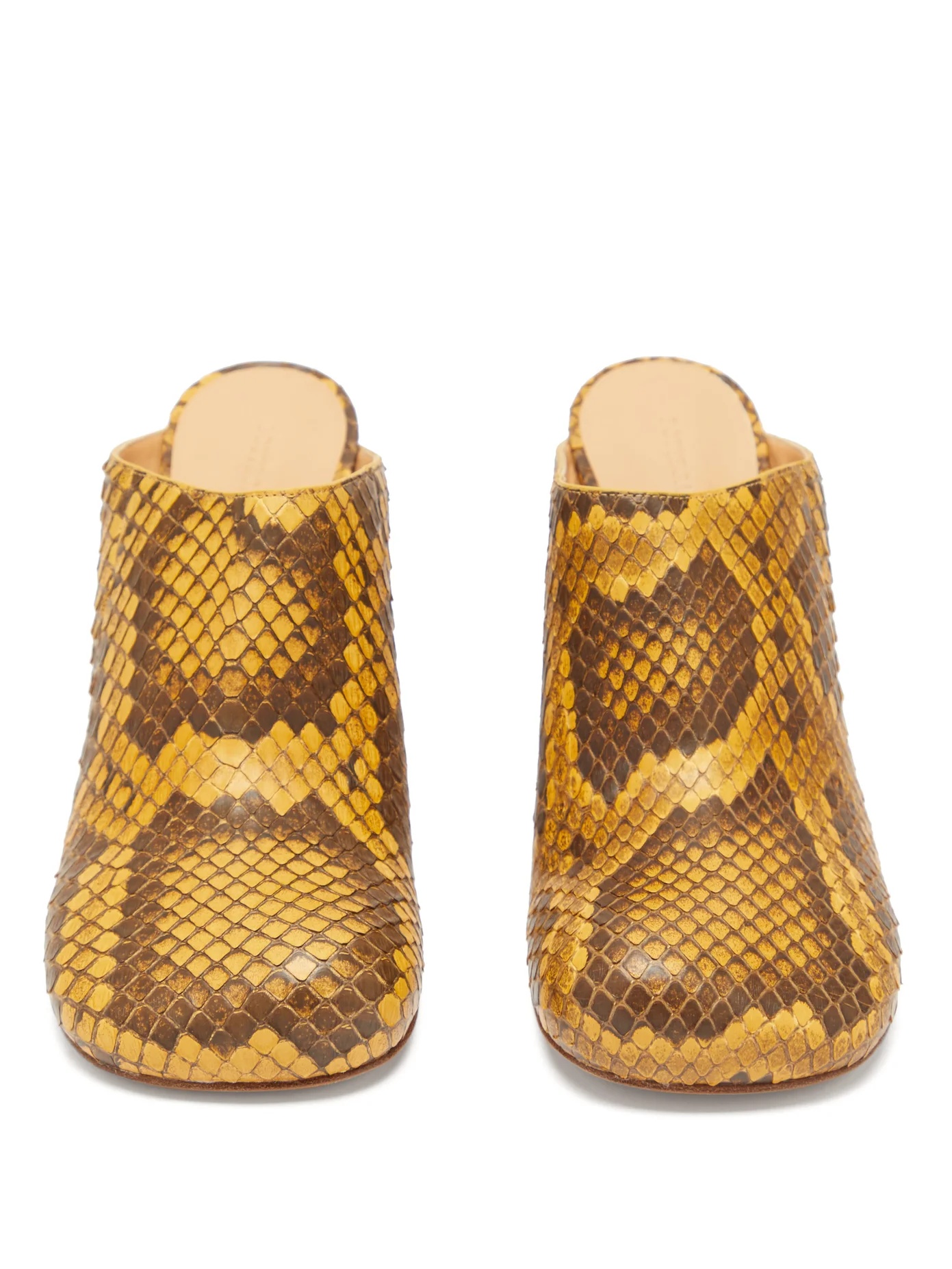 Square-toe python mules - 5