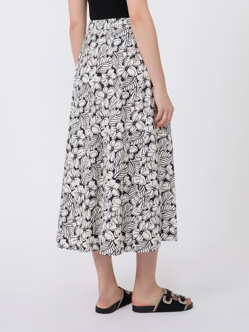 UOMO Printed poplin pleated skirt - BLACK 4