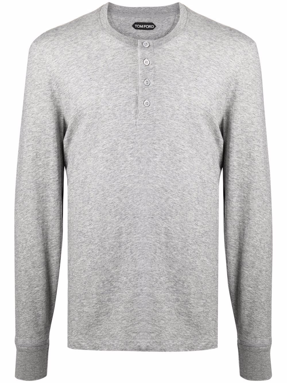 long-sleeved henley top - 1