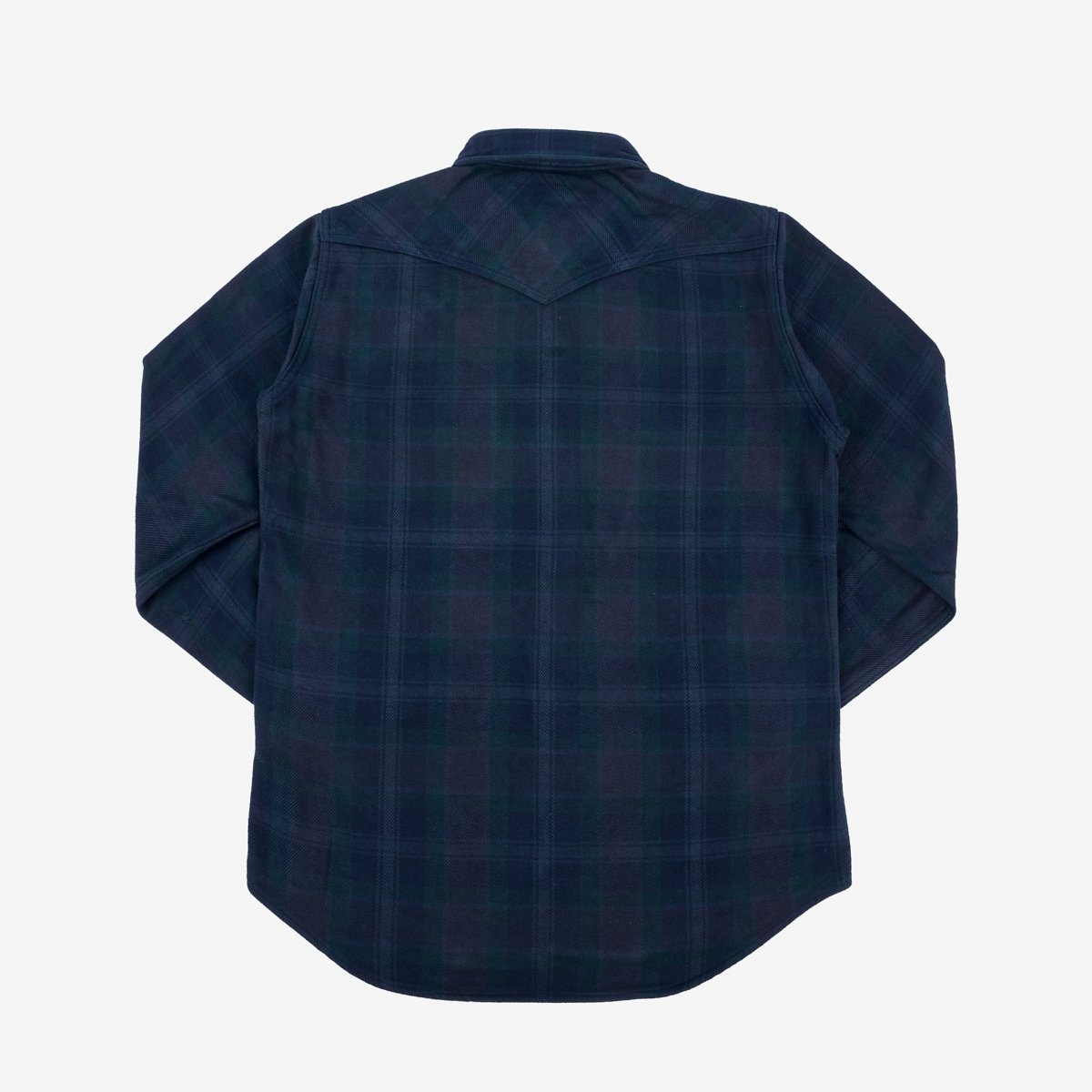 IHSH-336-OD Ultra Heavy Flannel Crazy Check Western Shirt - Navy Overdyed Black - 4