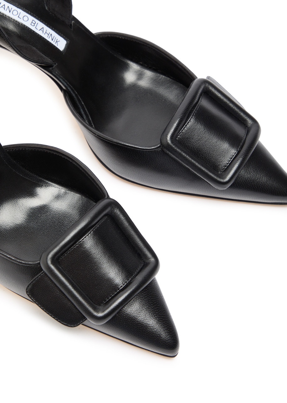 Manolo Blahnik Maysli 70 Leather Slingback Pumps - 3