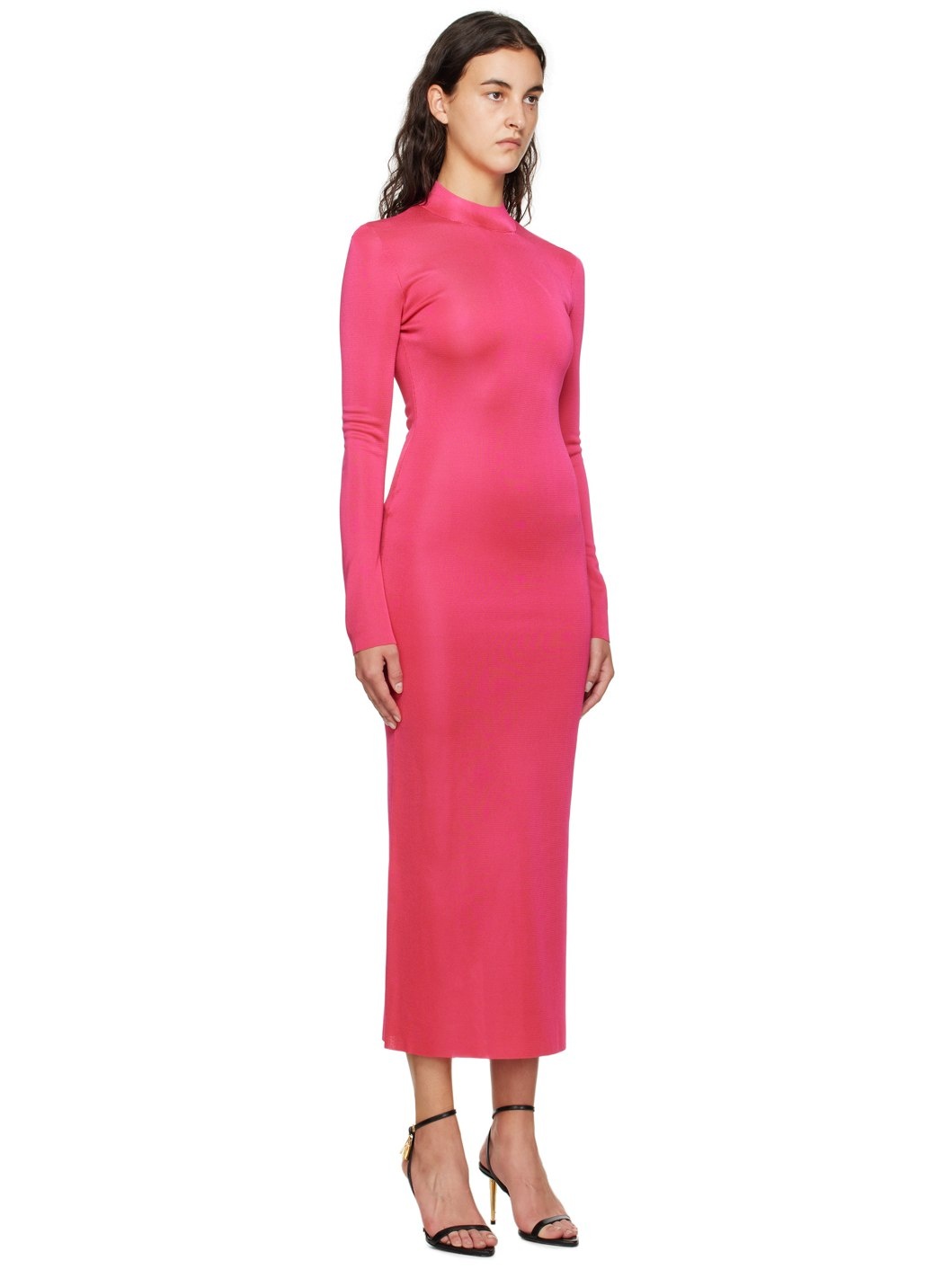 Pink Mock Neck Maxi Dress - 2