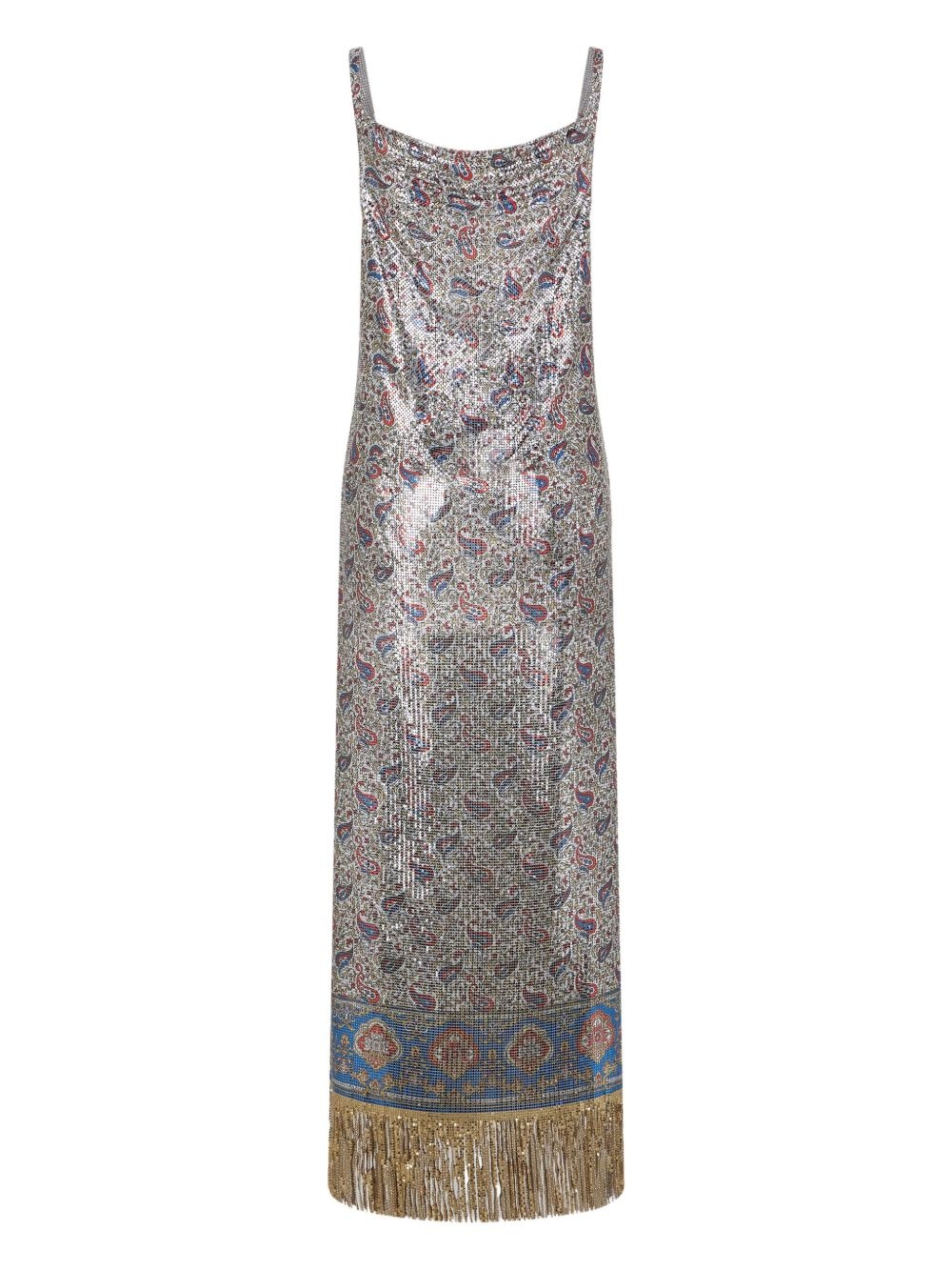 fringed paisley-printed slip dress - 7