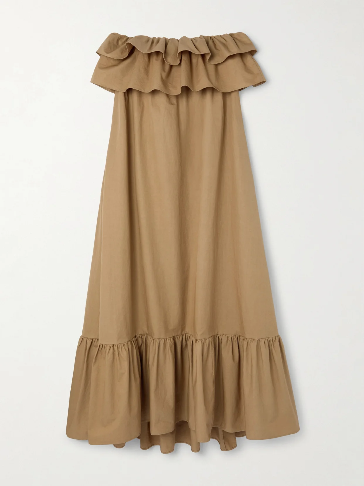 Strapless Ruffled Cotton-gabardine Maxi Dress - 1