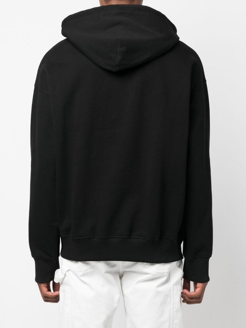 logo-embroidered drawstring hoodie - 4