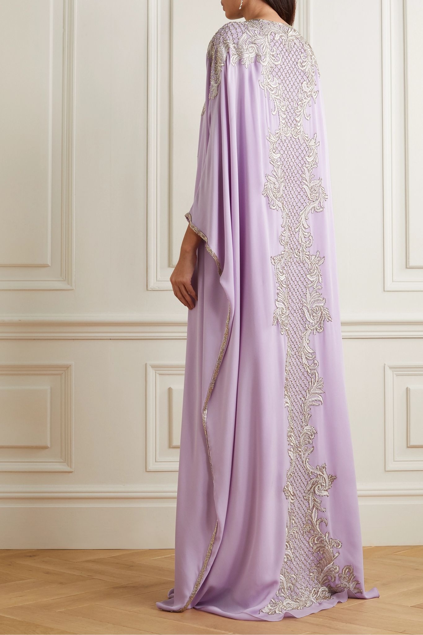 Embellished embroidered silk crepe de chine gown - 4