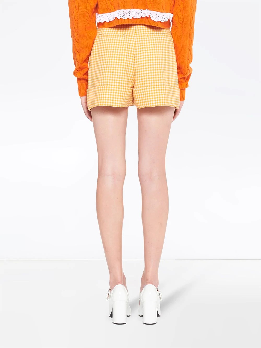 gingham check twill shorts - 4