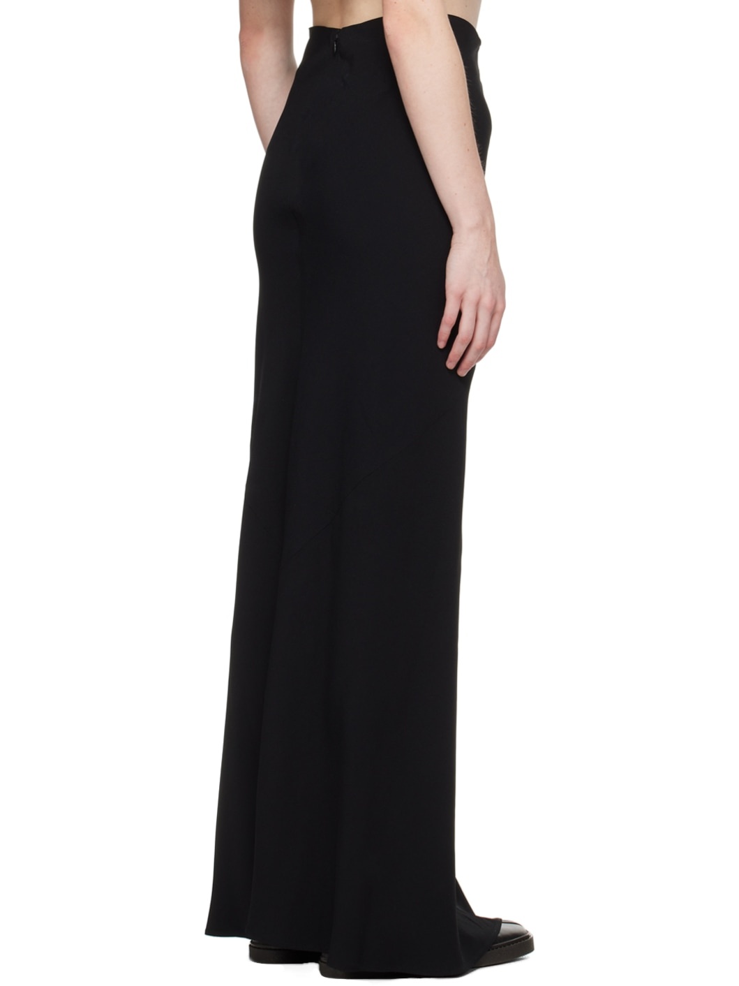 Black Bias-Cut Maxi Skirt - 3