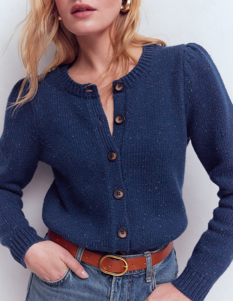 Davina Puff Sleeve Cardigan-Blue, Nep 3