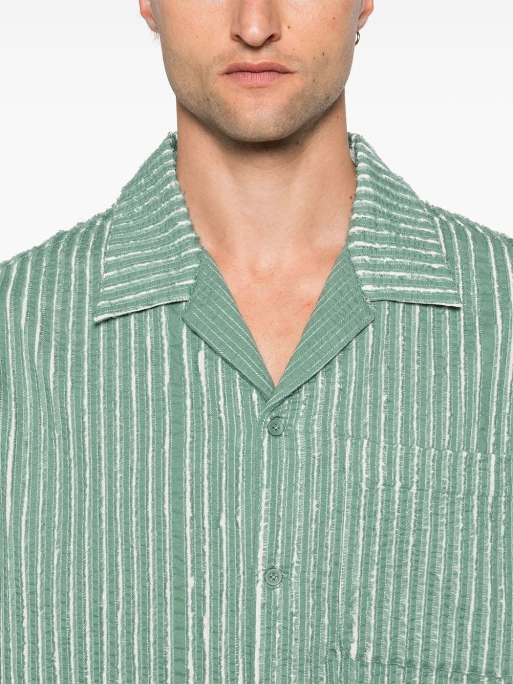 hand-frayed striped shirt - 5