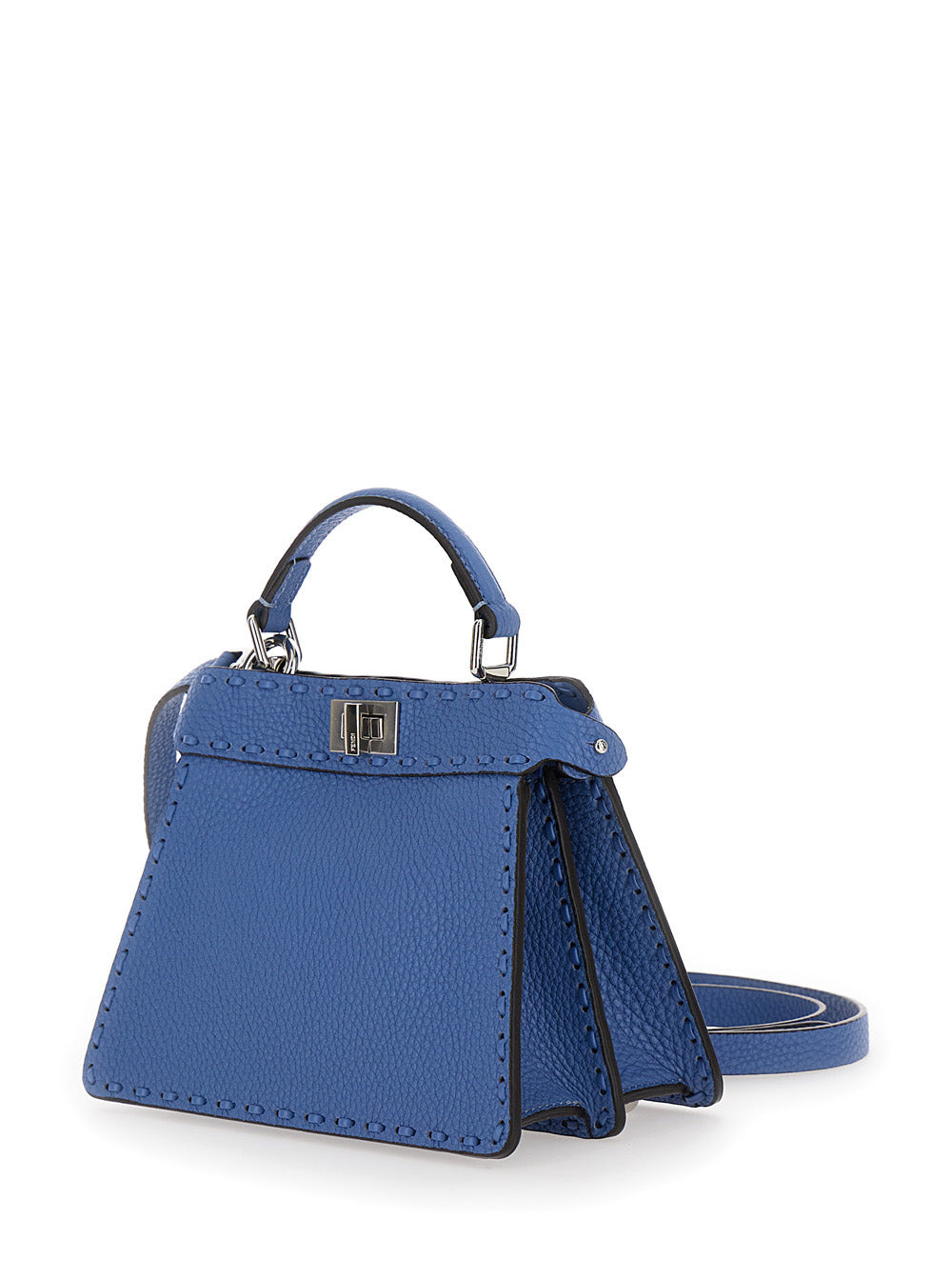 Fendi Women 'Peekaboo Iseeu Petite' Blue Handbag With Twist Lock Closure In Full-Grain Leather Woman - 2
