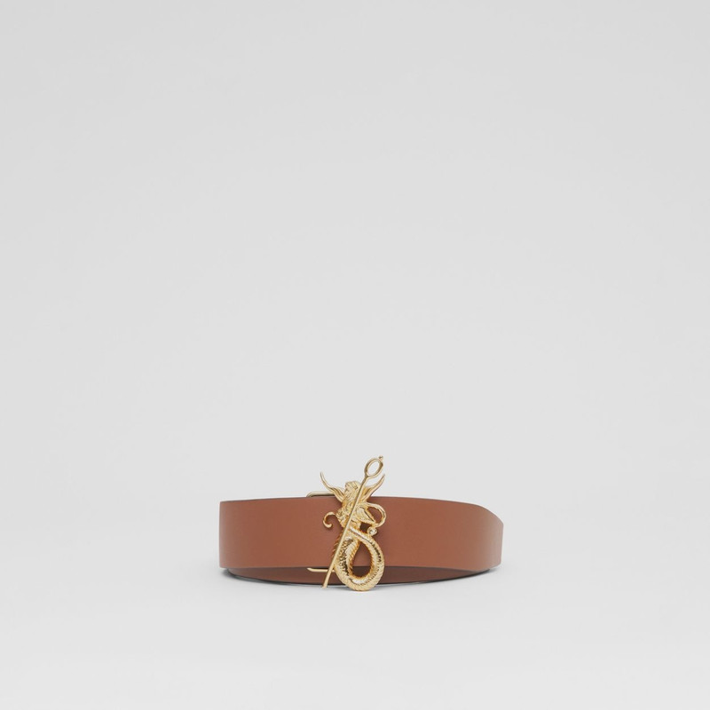 Reversible Mythical Alphabet Motif Leather Belt 6