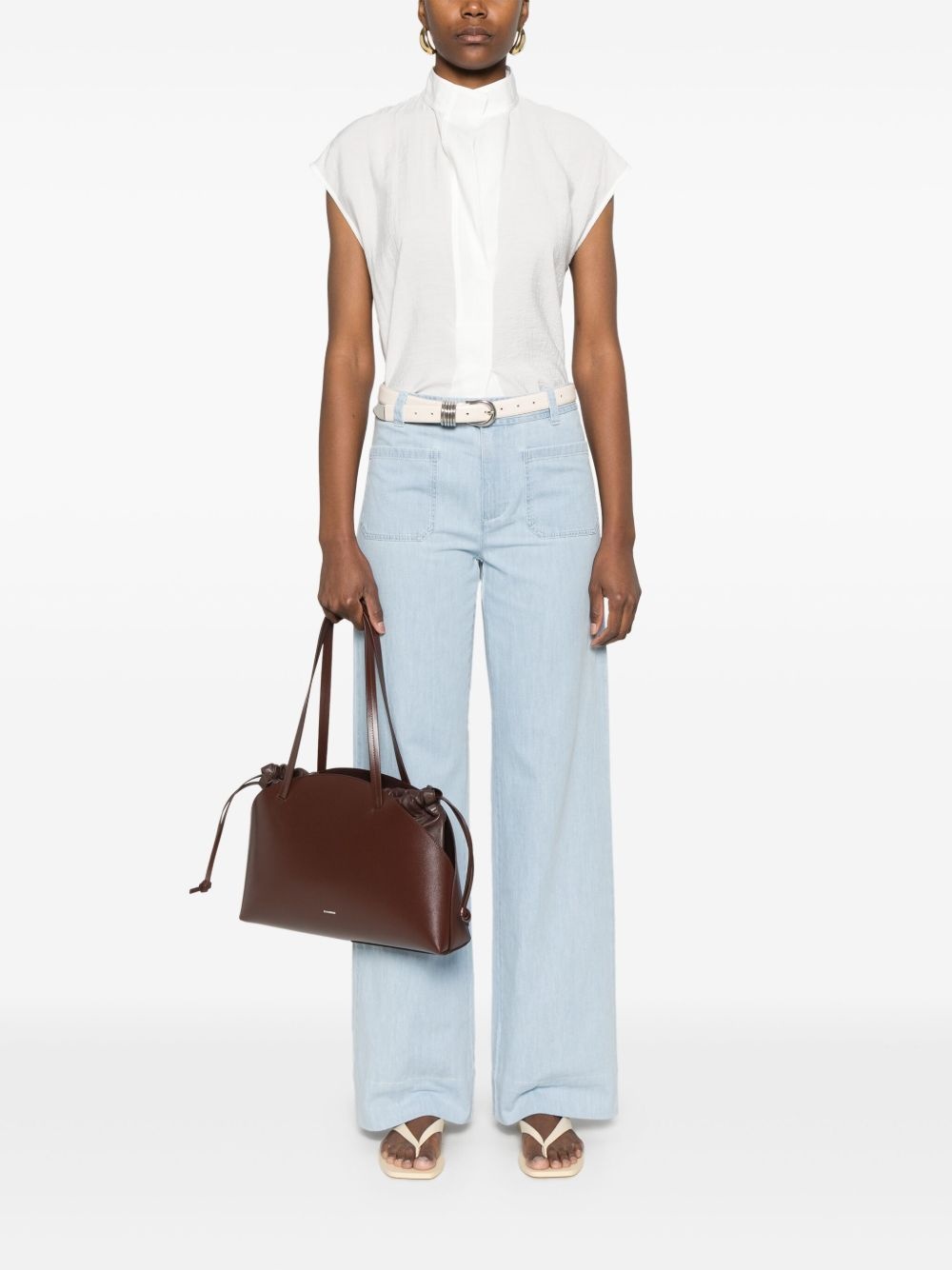 voile cap-sleeve blouse - 2