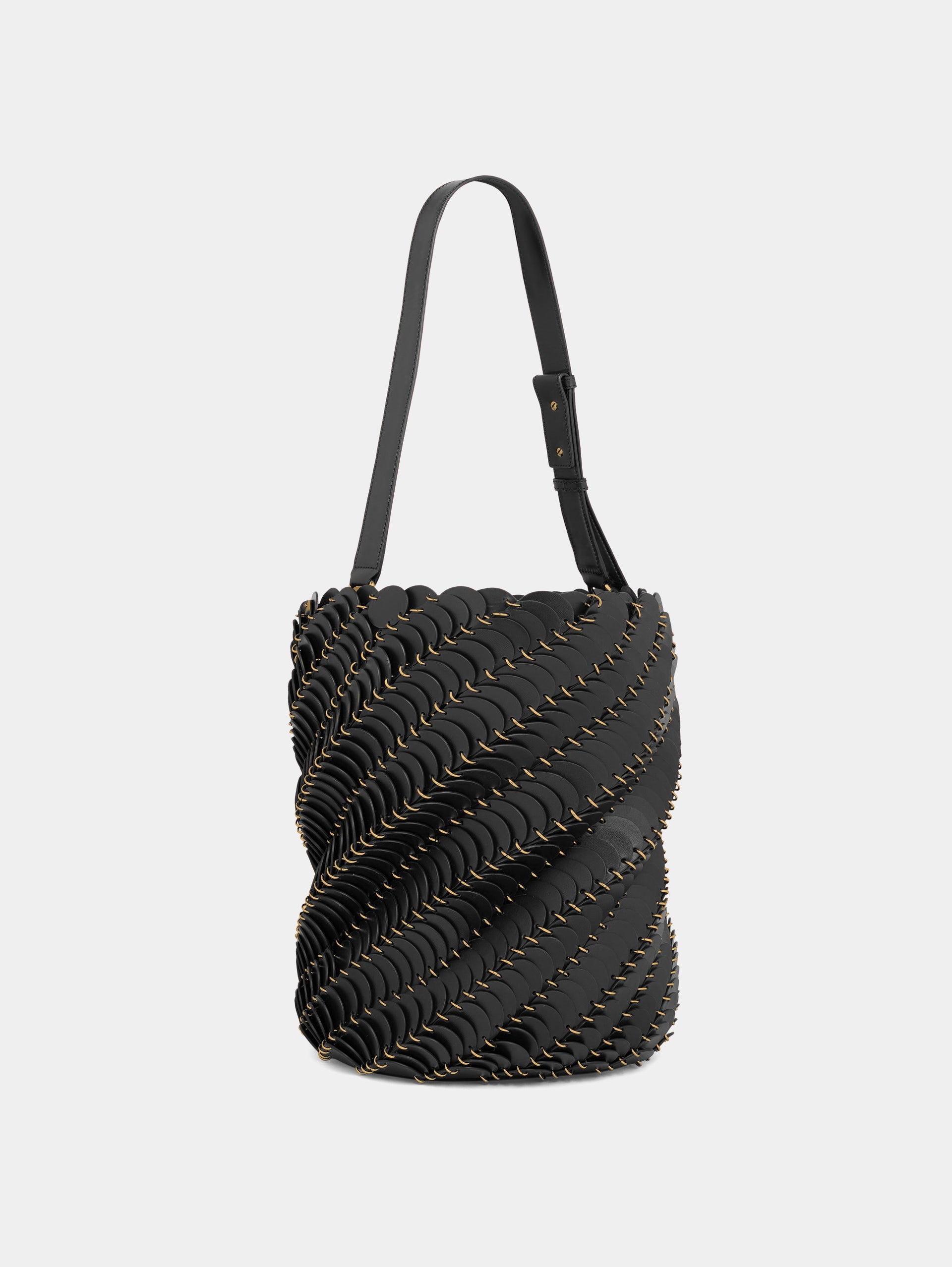 LARGE BLACK BUCKET PACO BAG IN LEATHER - 2