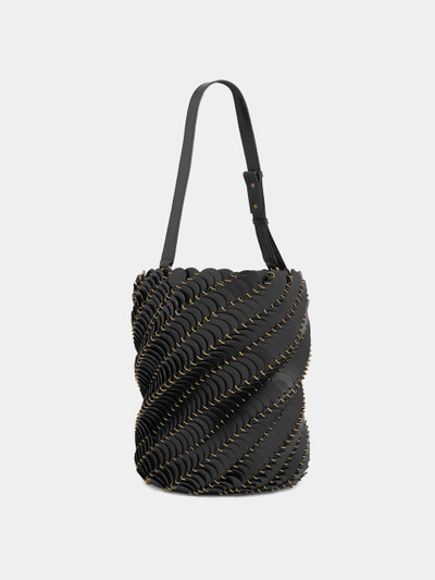 Paco Rabanne BLACK AND GOLD LARGE PACO BUCKET BAG IN LEATHER outlook