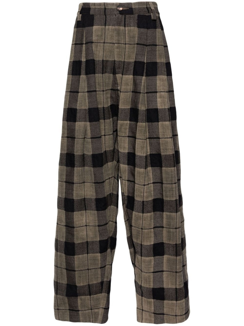 checked straight-leg trousers 1