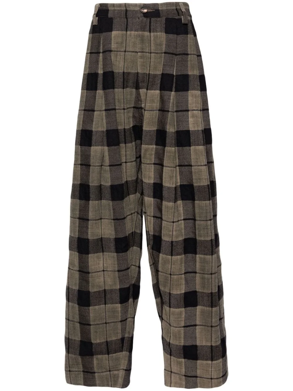 checked straight-leg trousers - 1