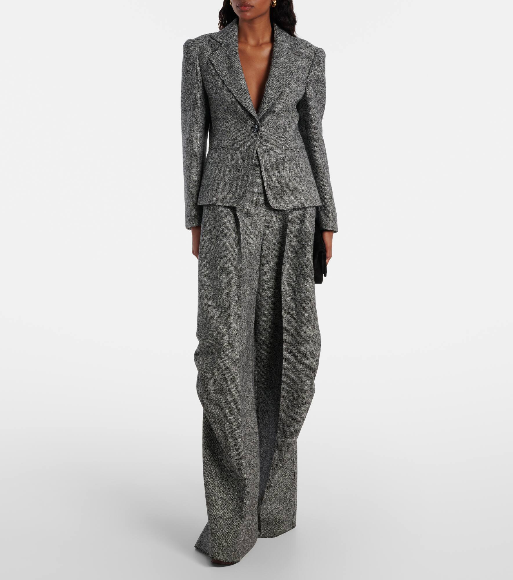 Simone wool and silk tweed wide-leg pants - 2