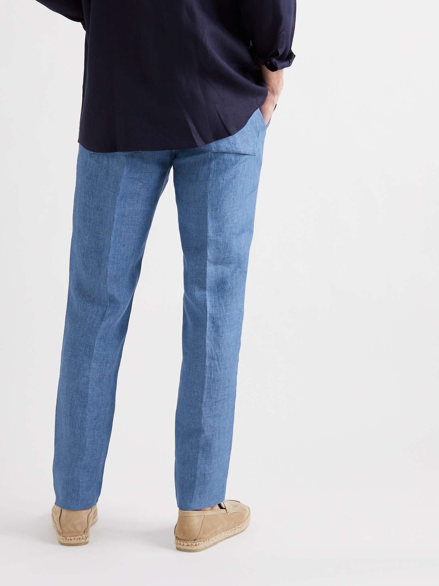 Slim-Fit Linen Drawstring Trousers - 4