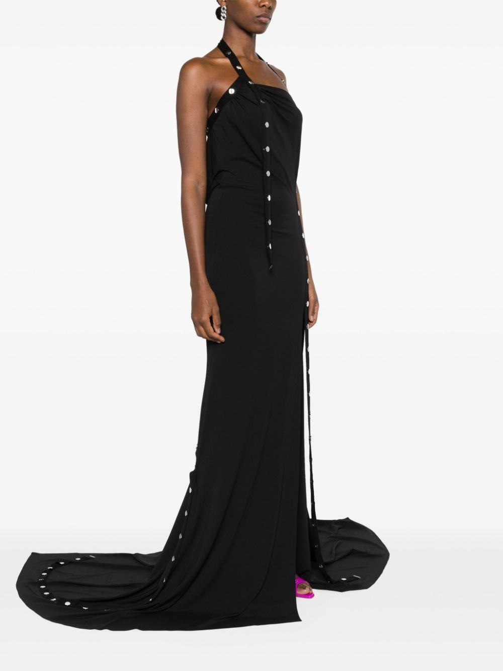 halterneck open-back maxi dress - 3