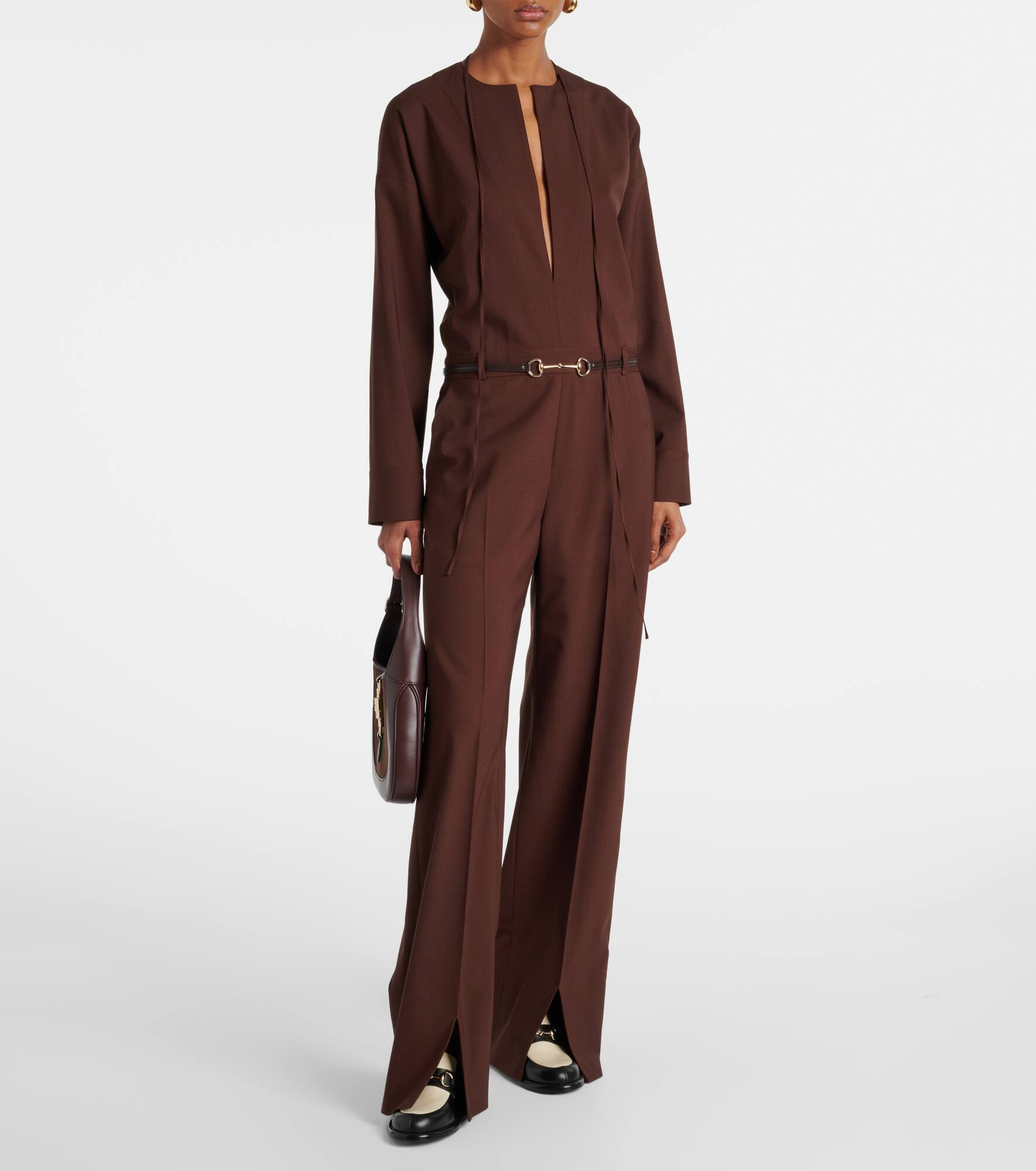 Horsebit wool-blend jumpsuit - 8