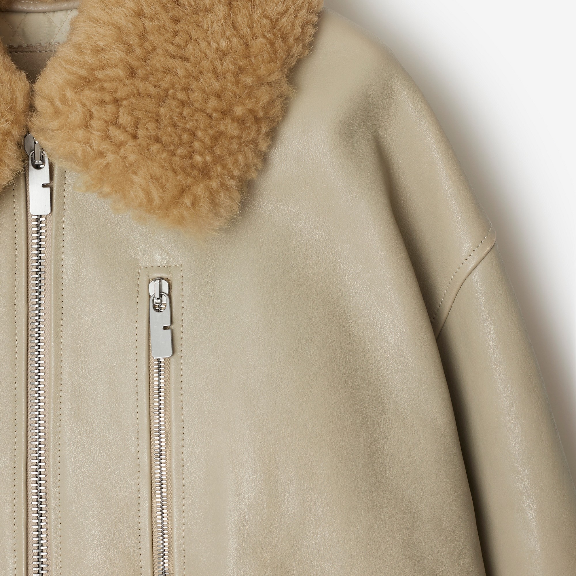 Short Leather Car Coat - 6