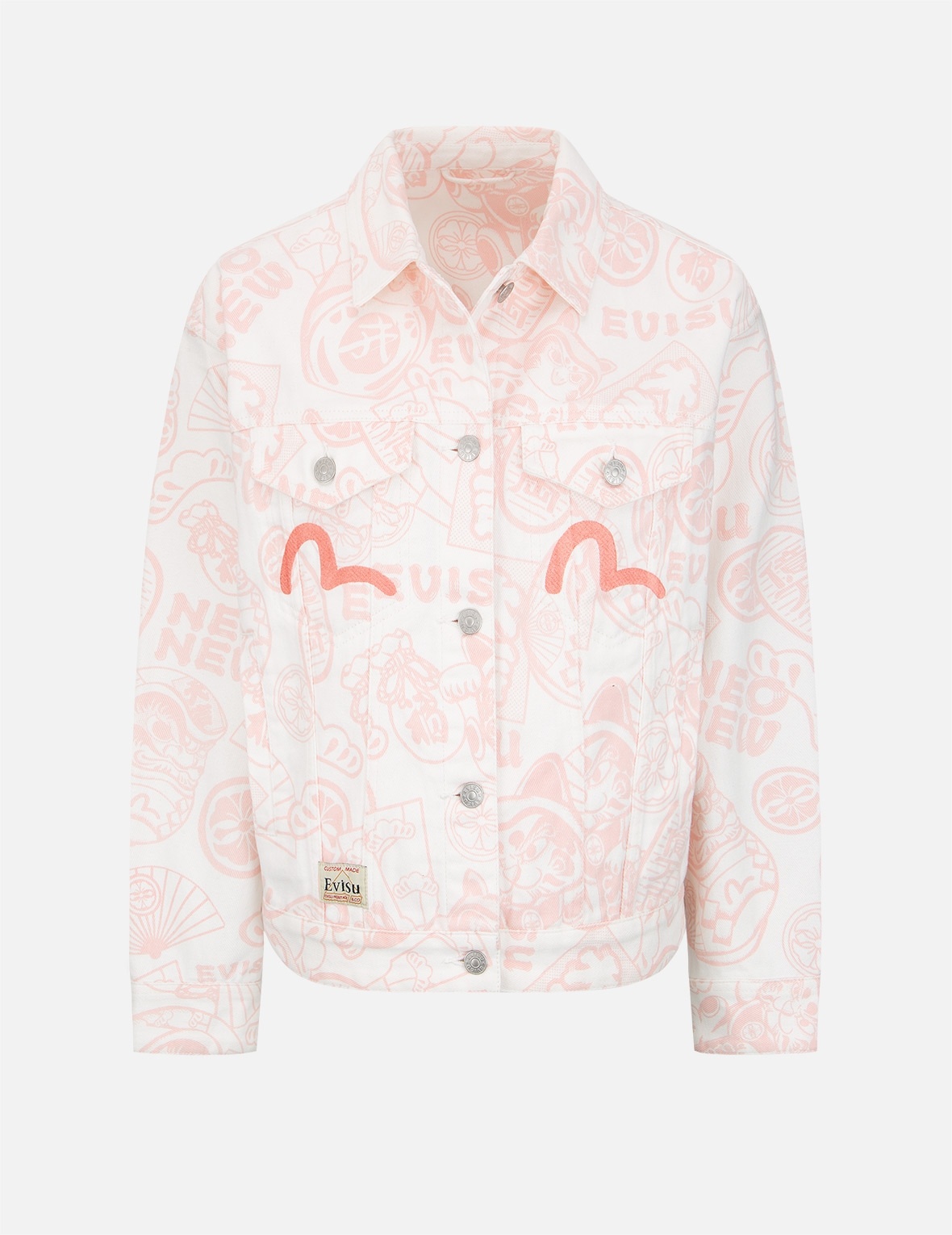 ALLOVER EVISU SQUAD DISCHARGE-PRINT DENIM JACKET - 1