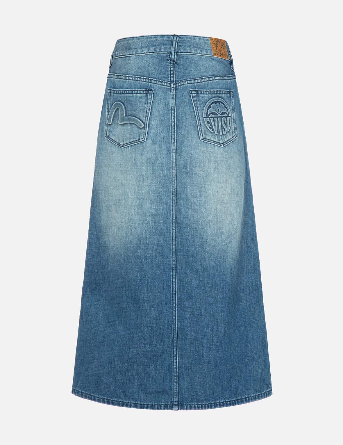 SEAGULL AND KAMON EMBOSSED DENIM SKIRT - 2