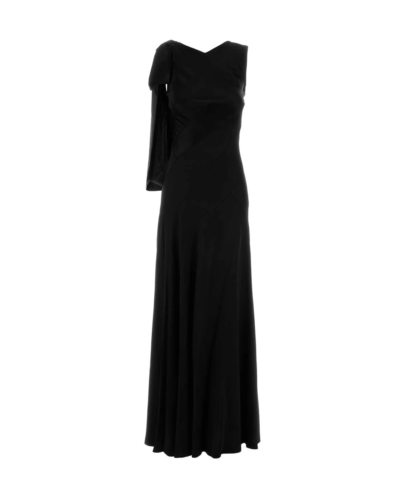 Black Satin Long Dress - 1