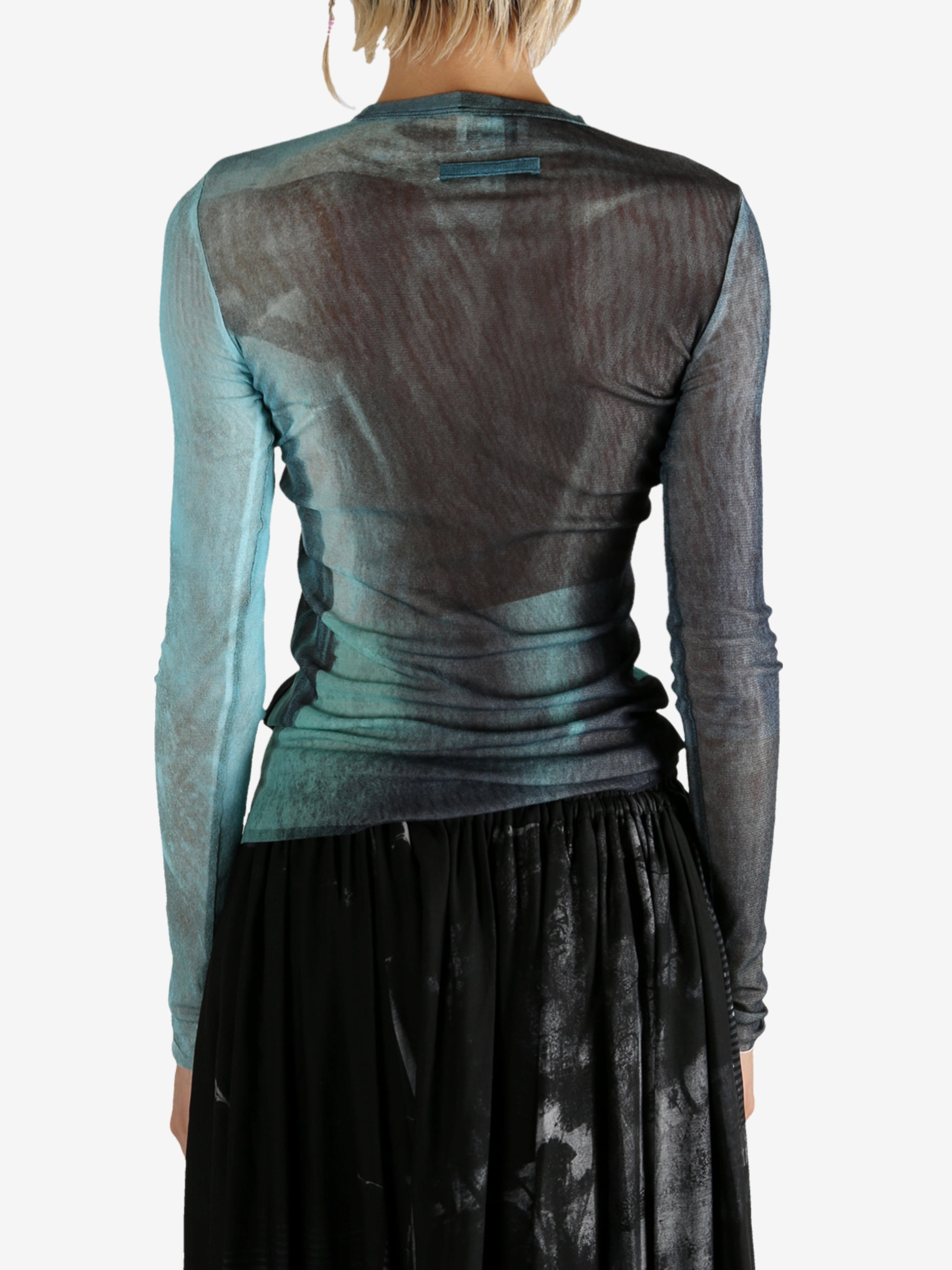 JEAN PAUL GAULTIER - Women Mesh Printed "Water" Long Sleeves Top - 3