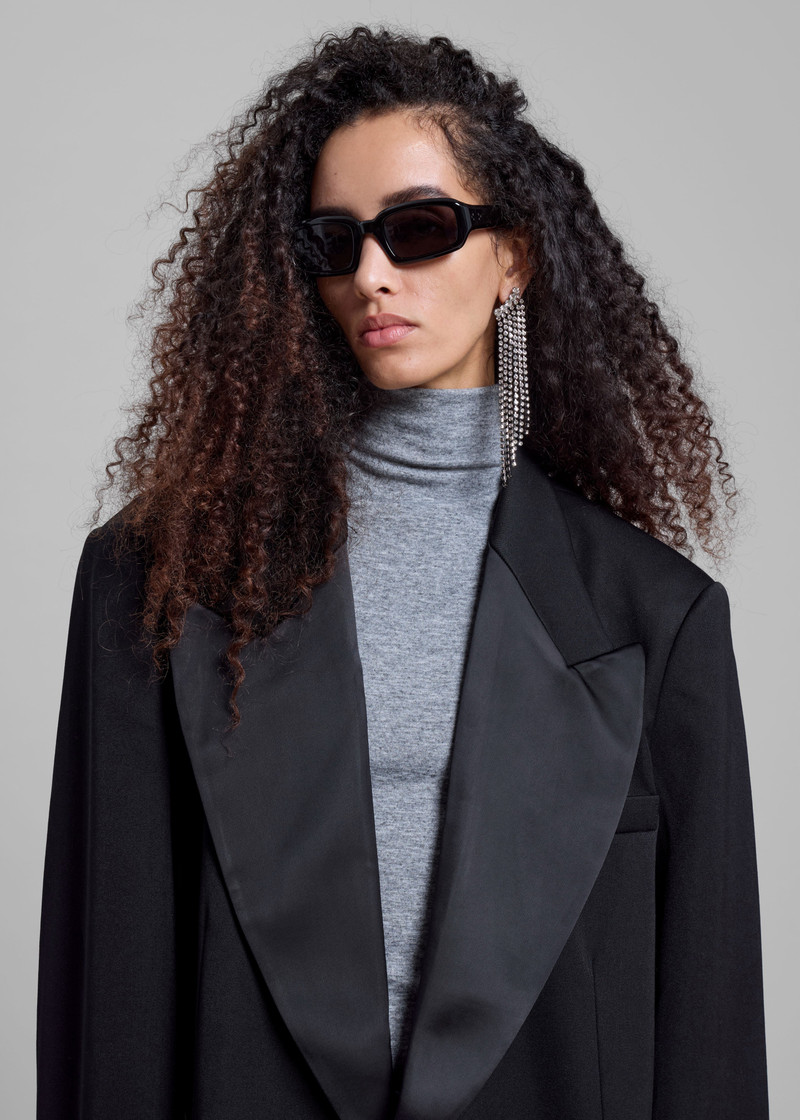Halle Satin Collar Blazer - Black 5